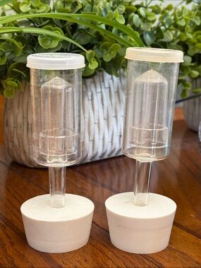 New (2)x Large Carboy Stopper & Clear Plastic Vintage Airlocks wt covers